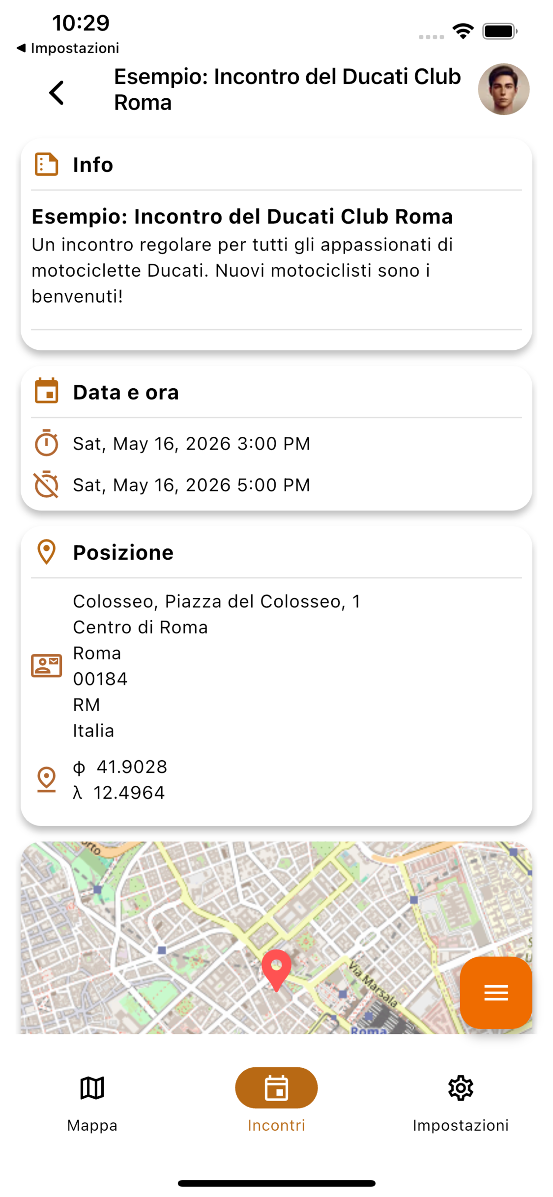 Moto Club Hub app screenshot showing the mobile interface